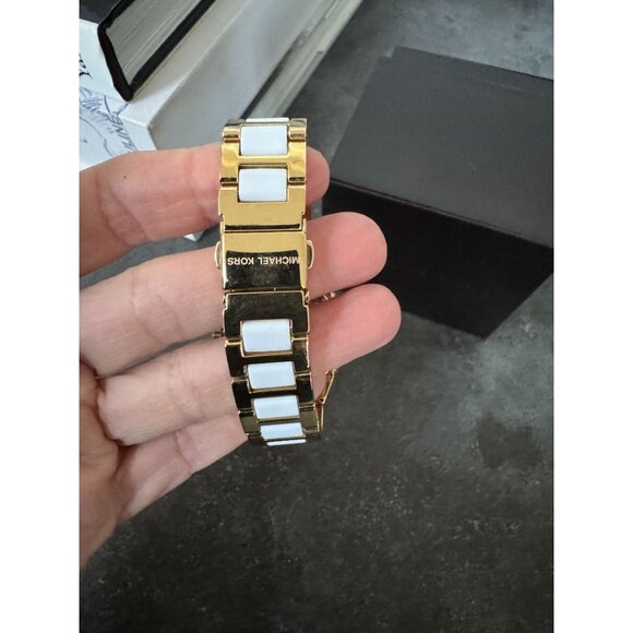 Michael Kors Women's Camille Gold-Tone Acrylic White Bracelet Watch MK5945 - Picture 8 of 15